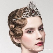 Mode Königin Red Crystal Crown und Tiara Pure White Gold Crown Tiara